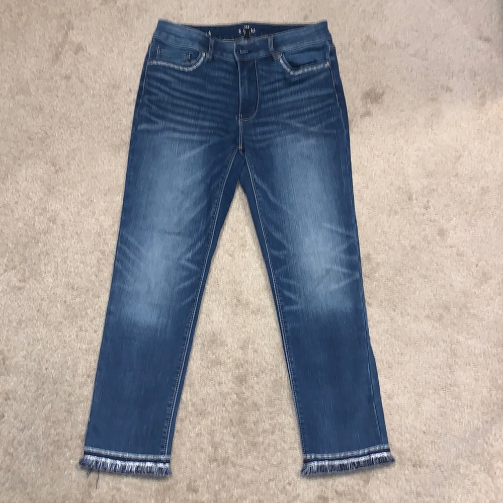 White House Black Market Slim Crop Fringe Skinny Jeans